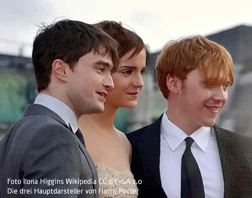Die drei Hauptdarsteller von Harry Potter gemeinsam auf einem Foto